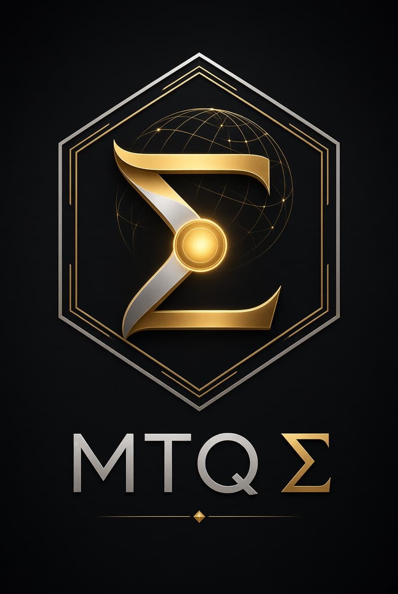 MTQΣ official logo — luxury hexagonal Σ emblem with golden sphere